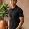 BLACK.jpg (5) DFNK Eagle men's polo T-shirt featuring a classic collar and short sleeves