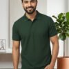 BOTTLE GREEN.jpg (1) DFNK Eagle men's polo T-shirt featuring a classic collar and short sleeves