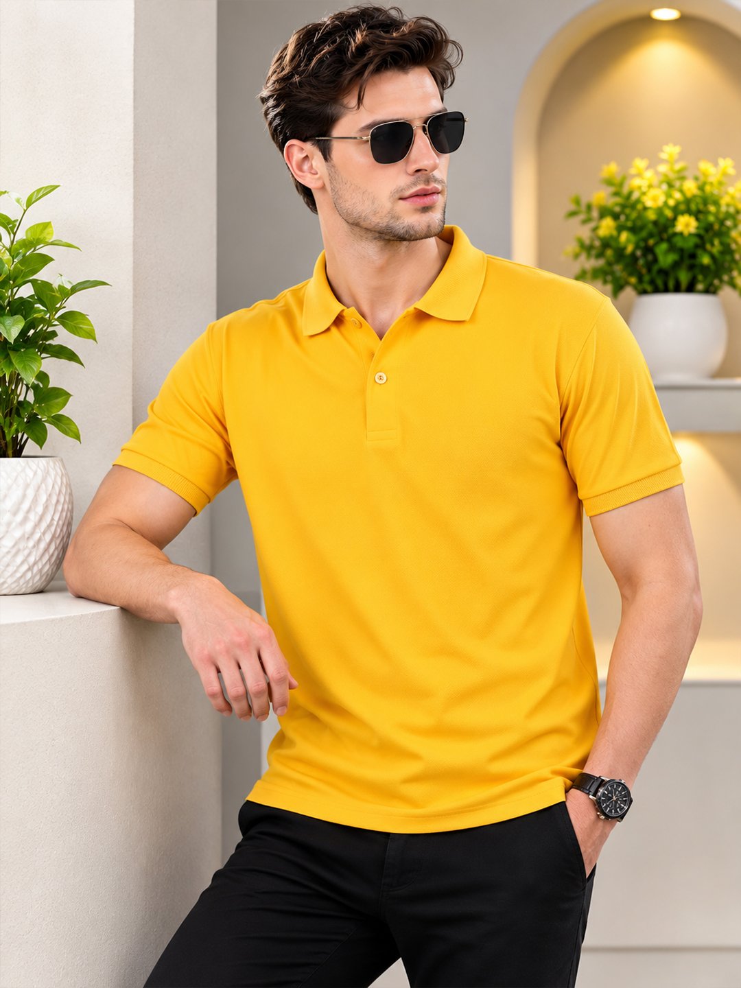 DFNK New Castle men's polo T-shirt with textured fabric, classic collar and regular fit