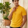 GOLDEN YELLOW.jpg (5) DFNK Eagle men's polo T-shirt featuring a classic collar and short sleeves