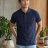 NAVY BLUE.jpg (5) DFNK Eagle men's polo T-shirt featuring a classic collar and short sleeves