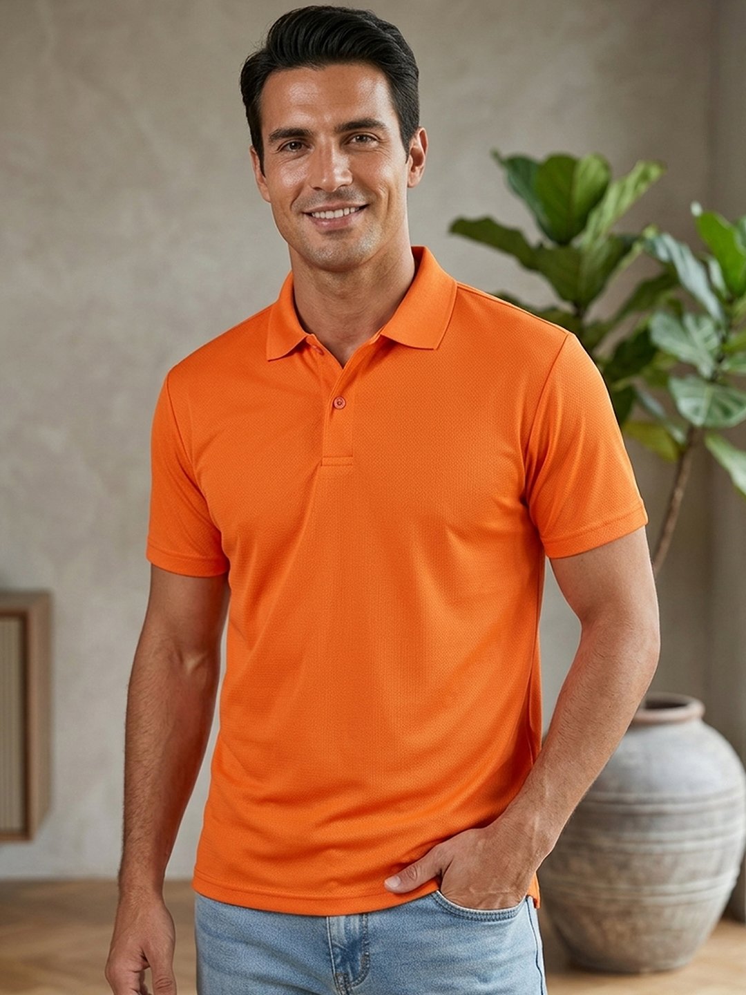 ORANGE.jpg (3) DFNK Eagle men's polo T-shirt featuring a classic collar and short sleeves