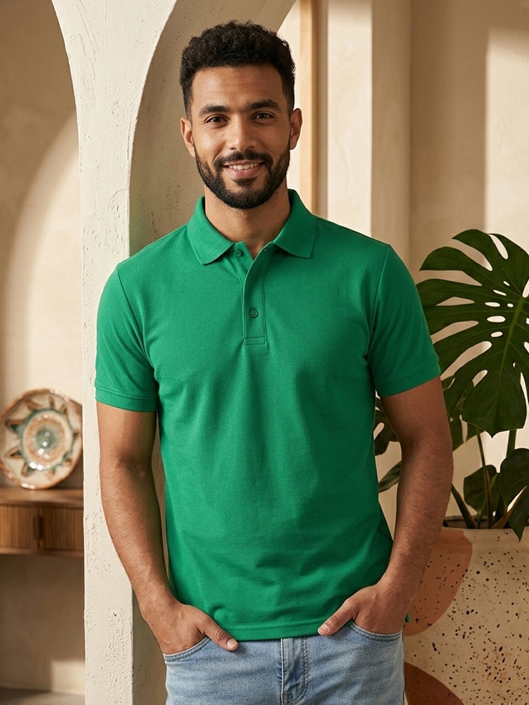 Parrot green.jpg (4) DFNK Eagle men's polo T-shirt featuring a classic collar and short sleeves