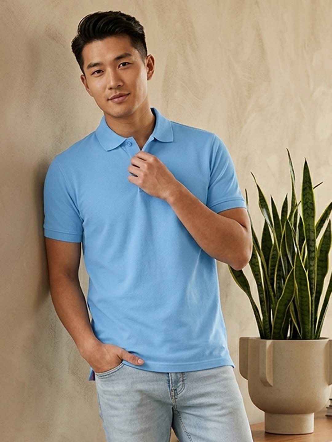 Sky blue.jpg (3) DFNK Eagle men's polo T-shirt featuring a classic collar and short sleeves