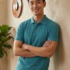 DFNK Berline men's teal polo T-shirt with classic collar and regular fit for stylish everyday wear