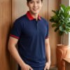 DFNK Cobalt men's polo T-shirt with contrast collar and sleeve details for stylish casual wear