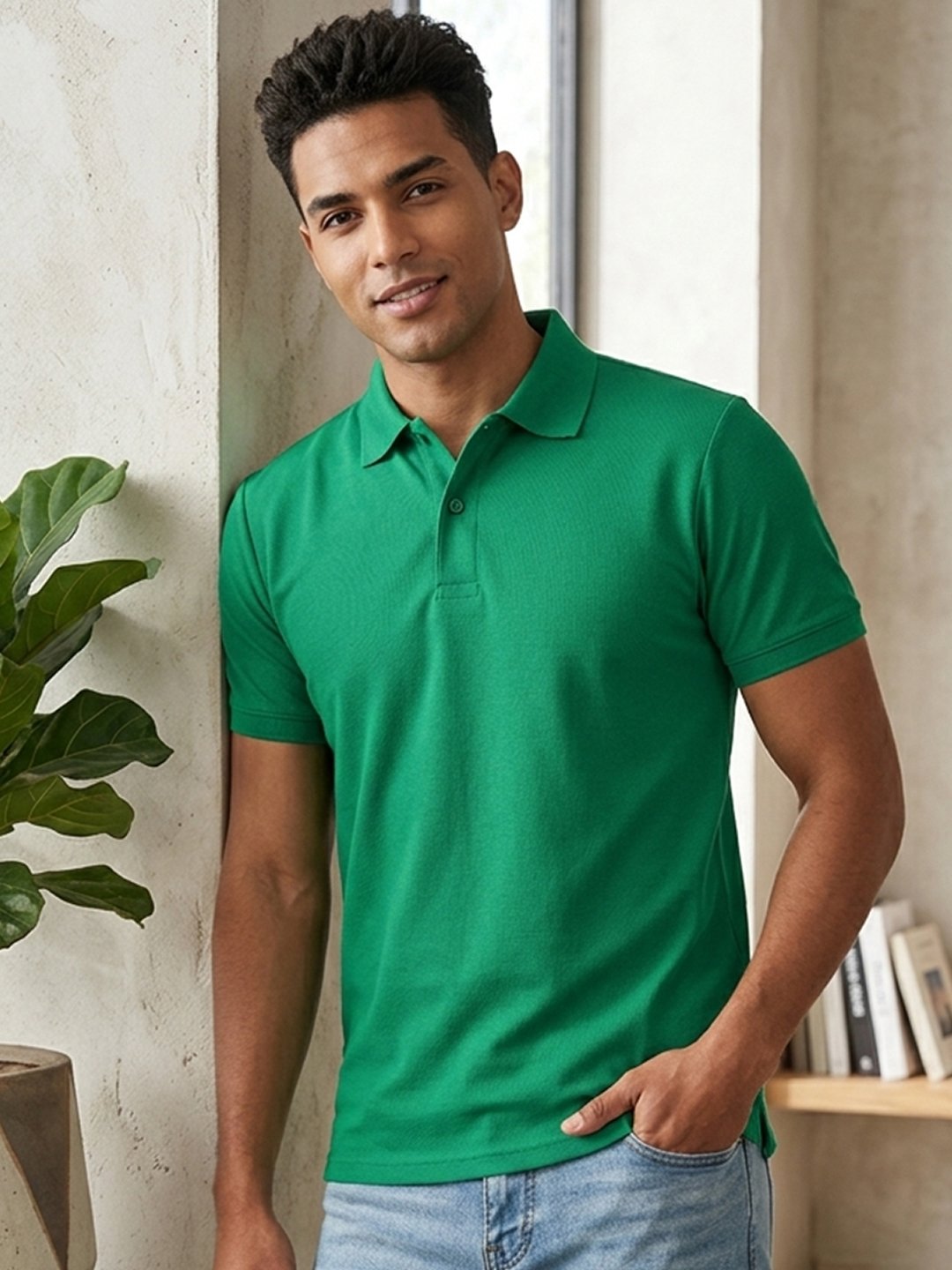 DFNK Berline men's teal polo T-shirt with classic collar and regular fit for stylish everyday wear