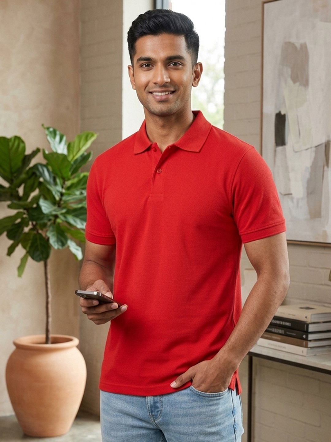 DFNK Berline men's teal polo T-shirt with classic collar and regular fit for stylish everyday wear