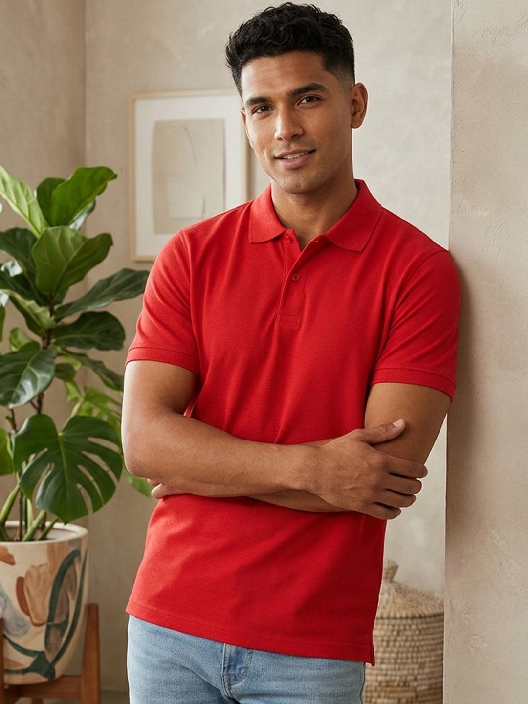 DFNK New Castle men's polo T-shirt with textured fabric, classic collar and regular fit
