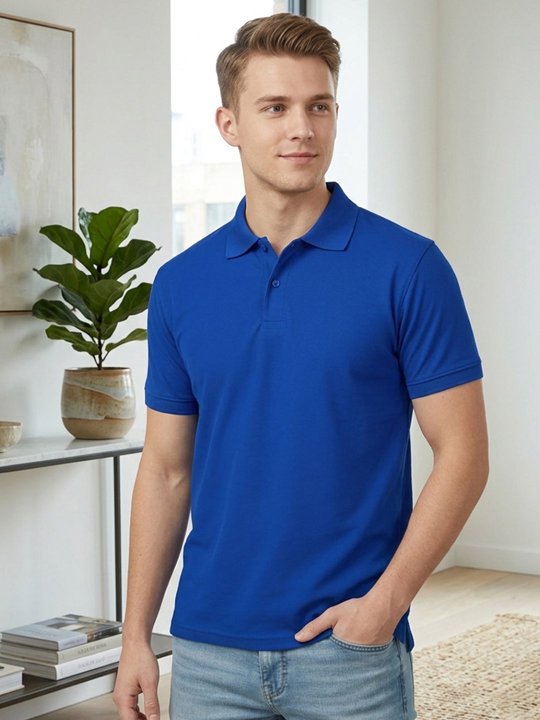 DFNK Berline men's teal polo T-shirt with classic collar and regular fit for stylish everyday wear