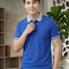 DFNK Cobalt men's polo T-shirt with contrast collar and sleeve details for stylish casual wear