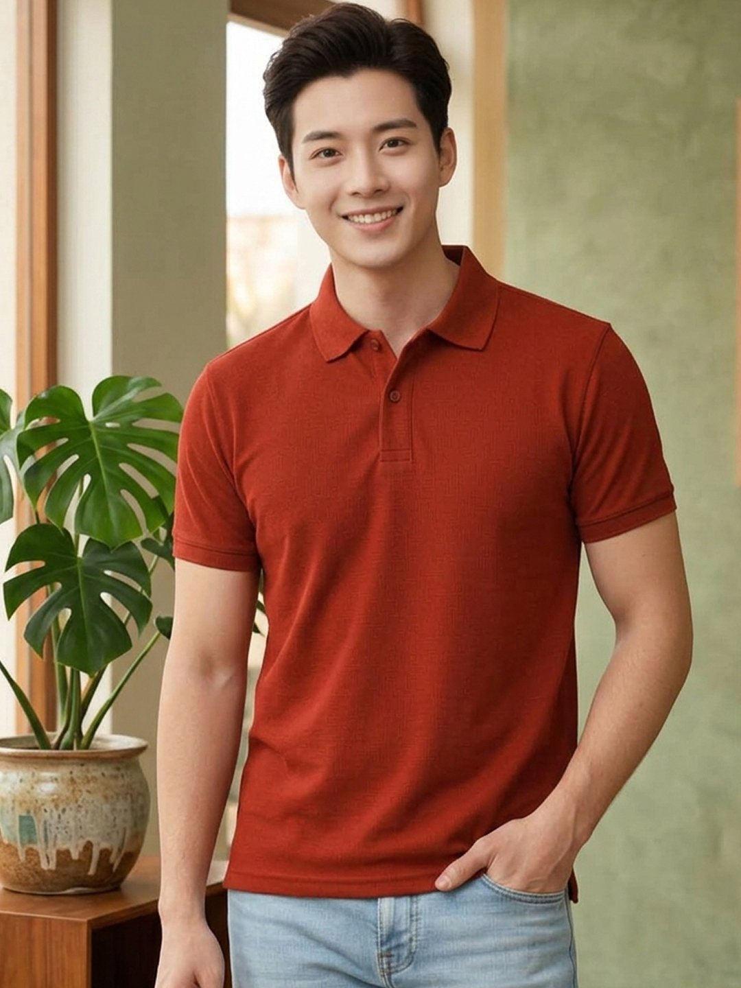 DFNK New Castle men's polo T-shirt with textured fabric, classic collar and regular fit