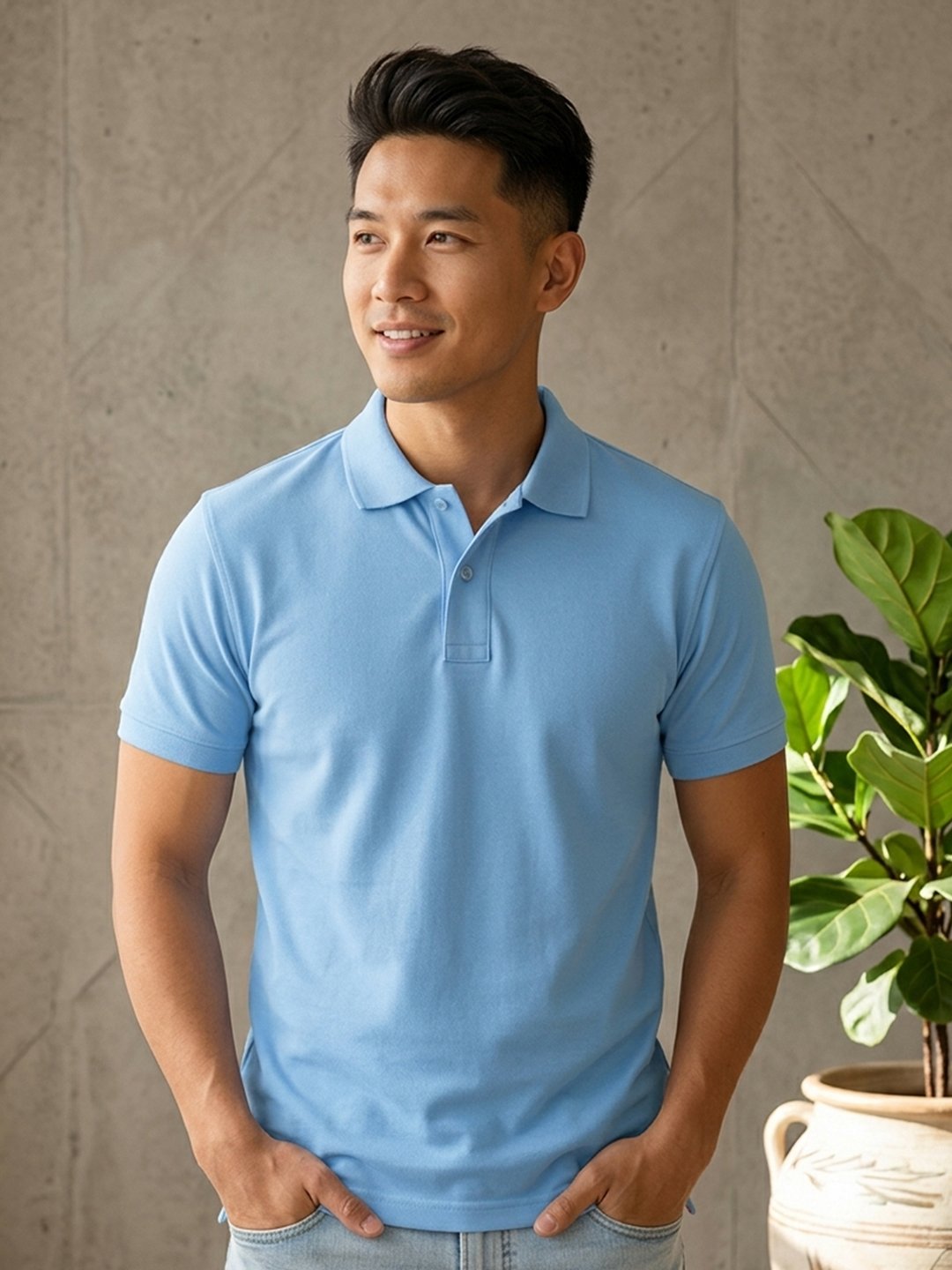 DFNK Berline men's teal polo T-shirt with classic collar and regular fit for stylish everyday wear