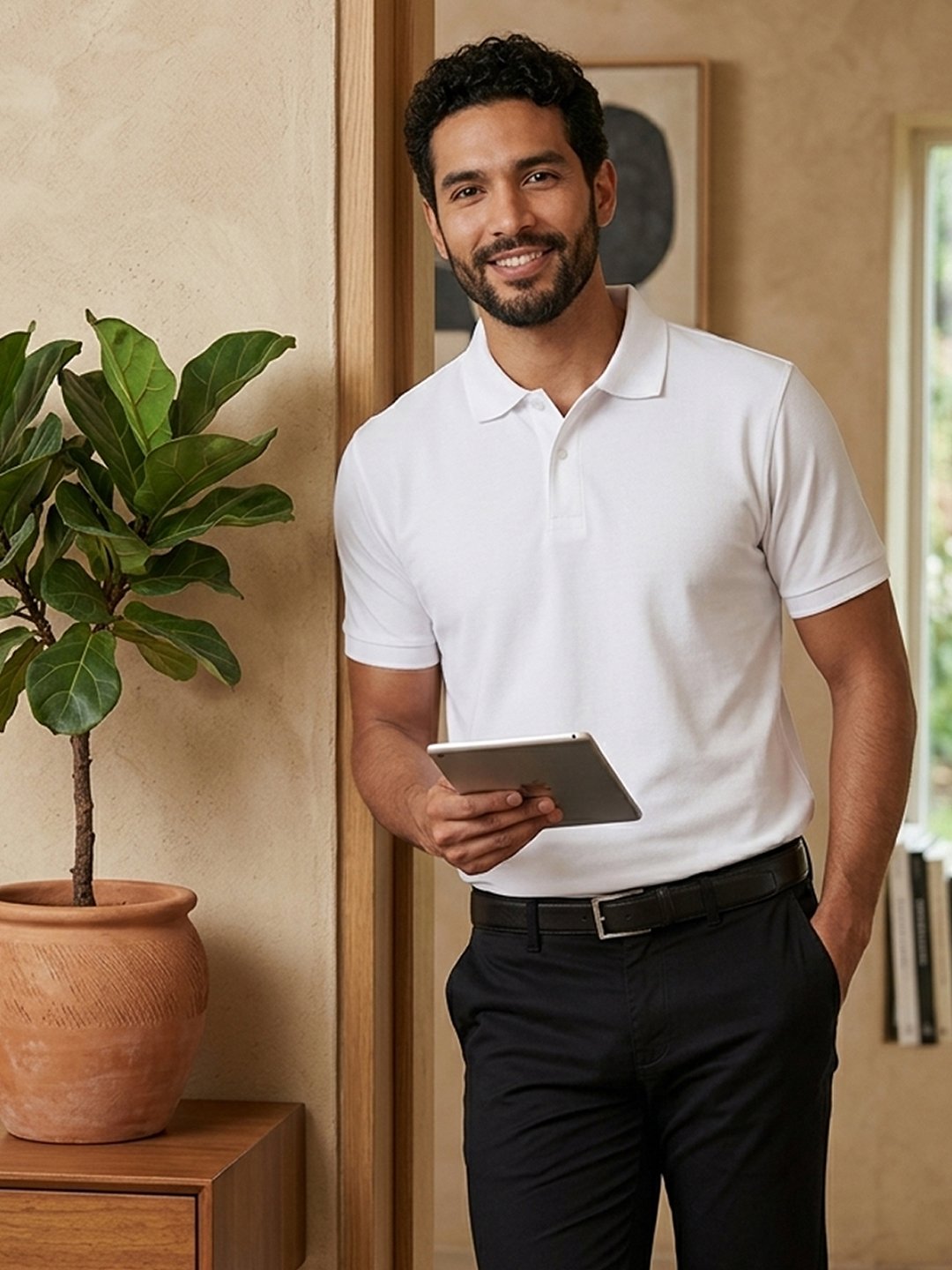 DFNK New Castle men's polo T-shirt with textured fabric, classic collar and regular fit
