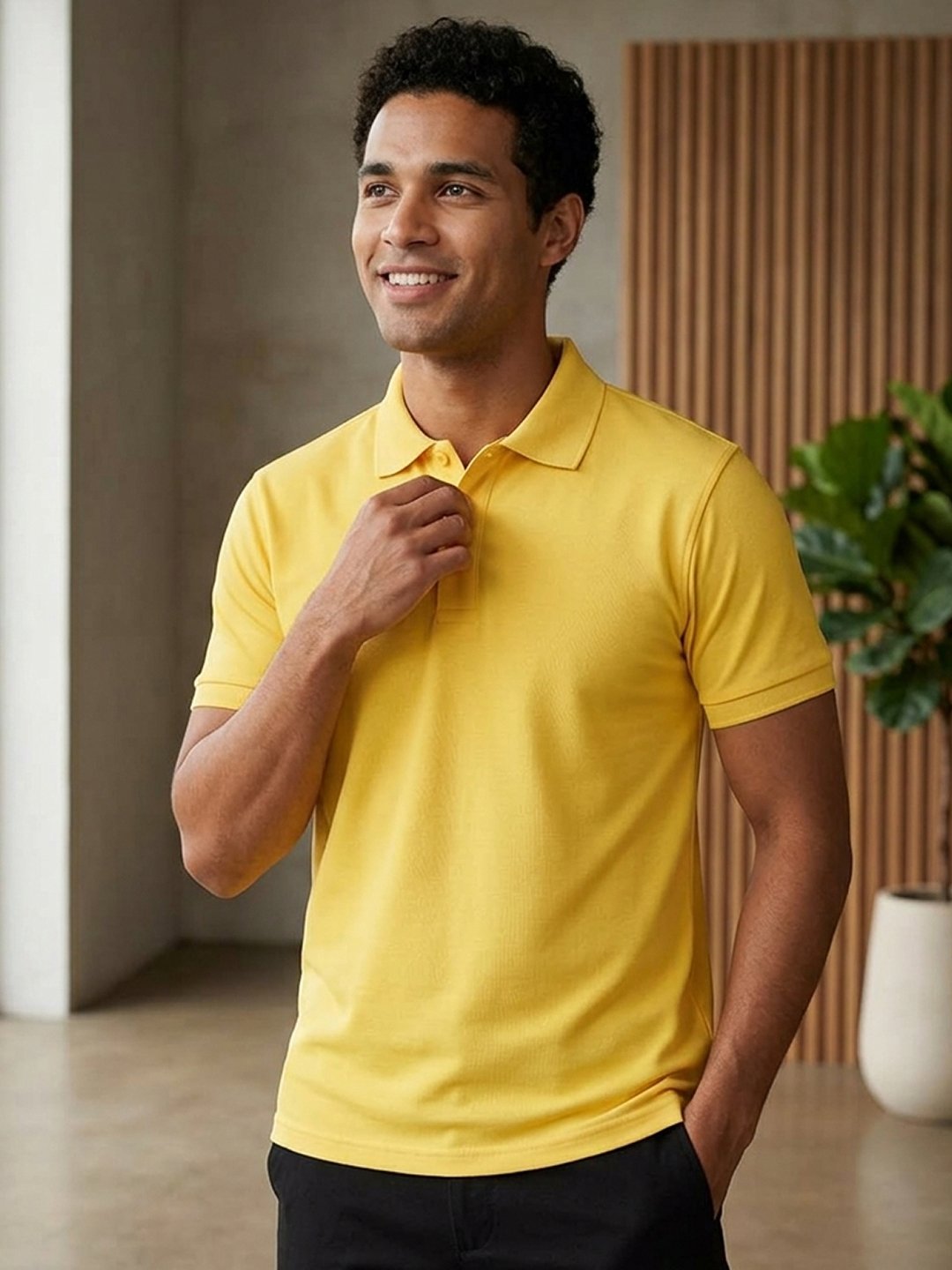 DFNK New Castle men's polo T-shirt with textured fabric, classic collar and regular fit