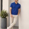 Azure Blue.jpg DFNK men's polo T-shirt with classic collar and regular fit for stylish casual wear