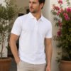 Magnolia White.jpg DFNK men's polo T-shirt with classic collar and regular fit for stylish casual wear