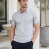 Melange grey.jpg DFNK men's polo T-shirt with classic collar and regular fit for stylish casual wear