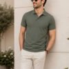 Olive Green.jpg DFNK men's polo T-shirt with classic collar and regular fit for stylish casual wear