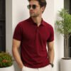 Sangria Mahroon.jpg DFNK men's polo T-shirt with classic collar and regular fit for stylish casual wear