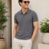 Stone fog.jpg DFNK men's polo T-shirt with classic collar and regular fit for stylish casual wear