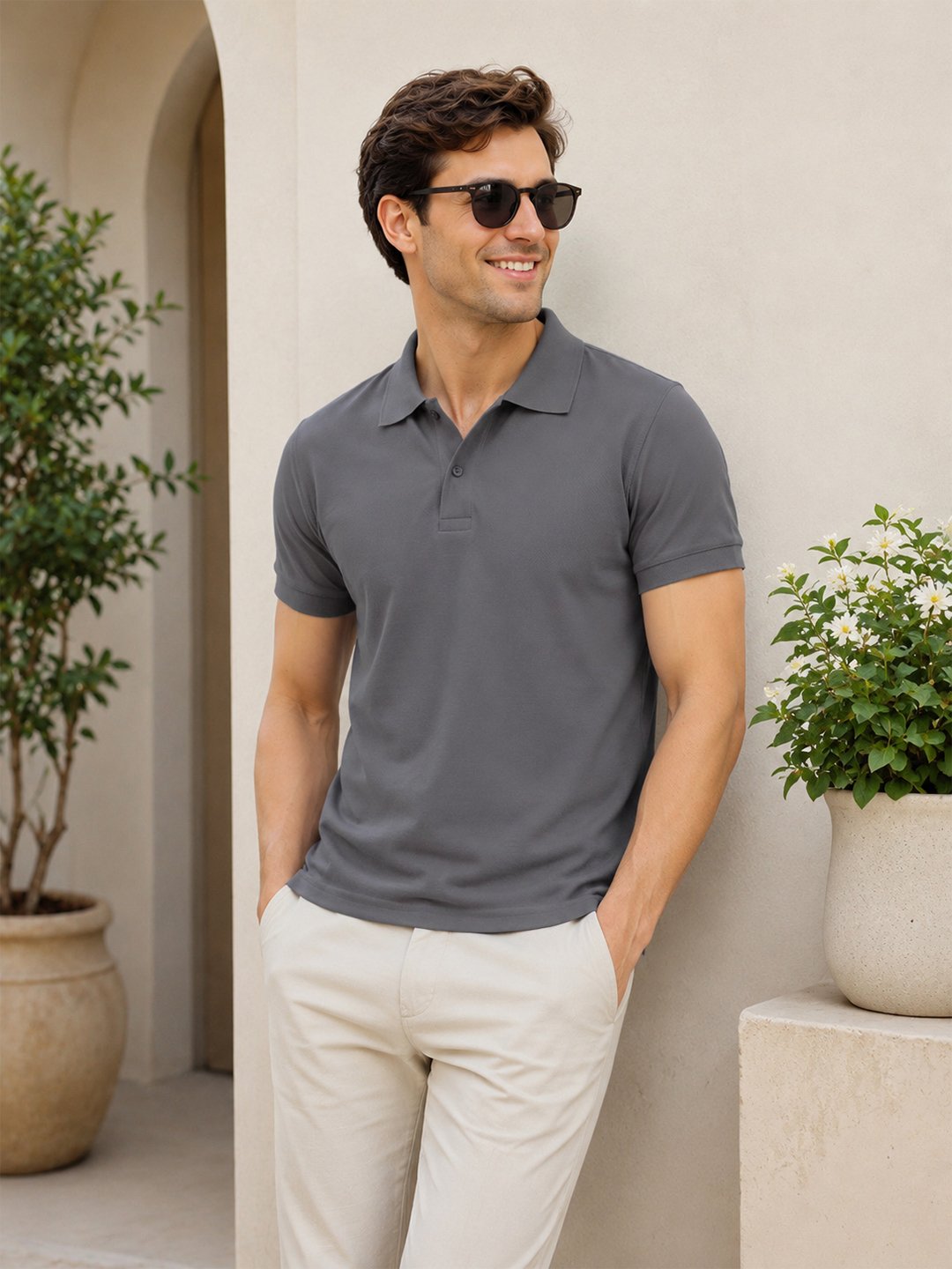 DFNK men's polo T-shirt with classic collar and regular fit for stylish casual wear