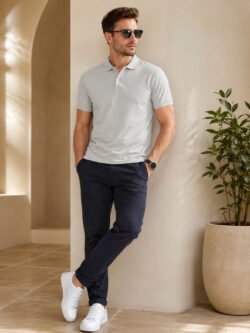 DFNK men's polo T-shirt with classic collar and regular fit for stylish casual wear