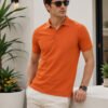 Yorksteadd 1071 Florida Orange.jpg DFNK men's polo T-shirt with classic collar and regular fit for stylish casual wear