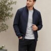 Carlton London Velora Royal-Dusk Men's lightweight casual jacket with full zip closure, stand collar, ribbed cuffs, and practical side pockets.