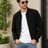 Carlton London Velora Shadow-Carbon Men's lightweight casual jacket with full zip closure, stand collar, ribbed cuffs, and practical side pockets.