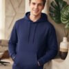 Comfortable men’s hoodie with long sleeves, drawstring hood, spacious front pocket, and relaxed everyday fit.