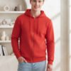 Men’s grey hooded zipper sweatshirt with front pockets, adjustable drawstrings, and a comfortable casual fit for everyday styling.