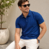 Richard Paadler 18 Admiral blue Casual men's polo T-shirt featuring a refined look with comfortable fit for everyday fashion.