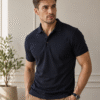 Richard Paadler 18 Denim blue Casual men's polo T-shirt featuring a refined look with comfortable fit for everyday fashion.