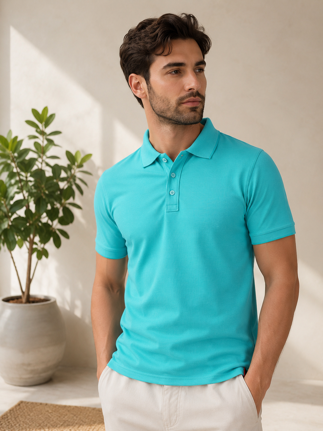 Richard Paadler 33 Aqua Melange Men's regular fit polo featuring classic construction and stylish details for effortless daily wear.
