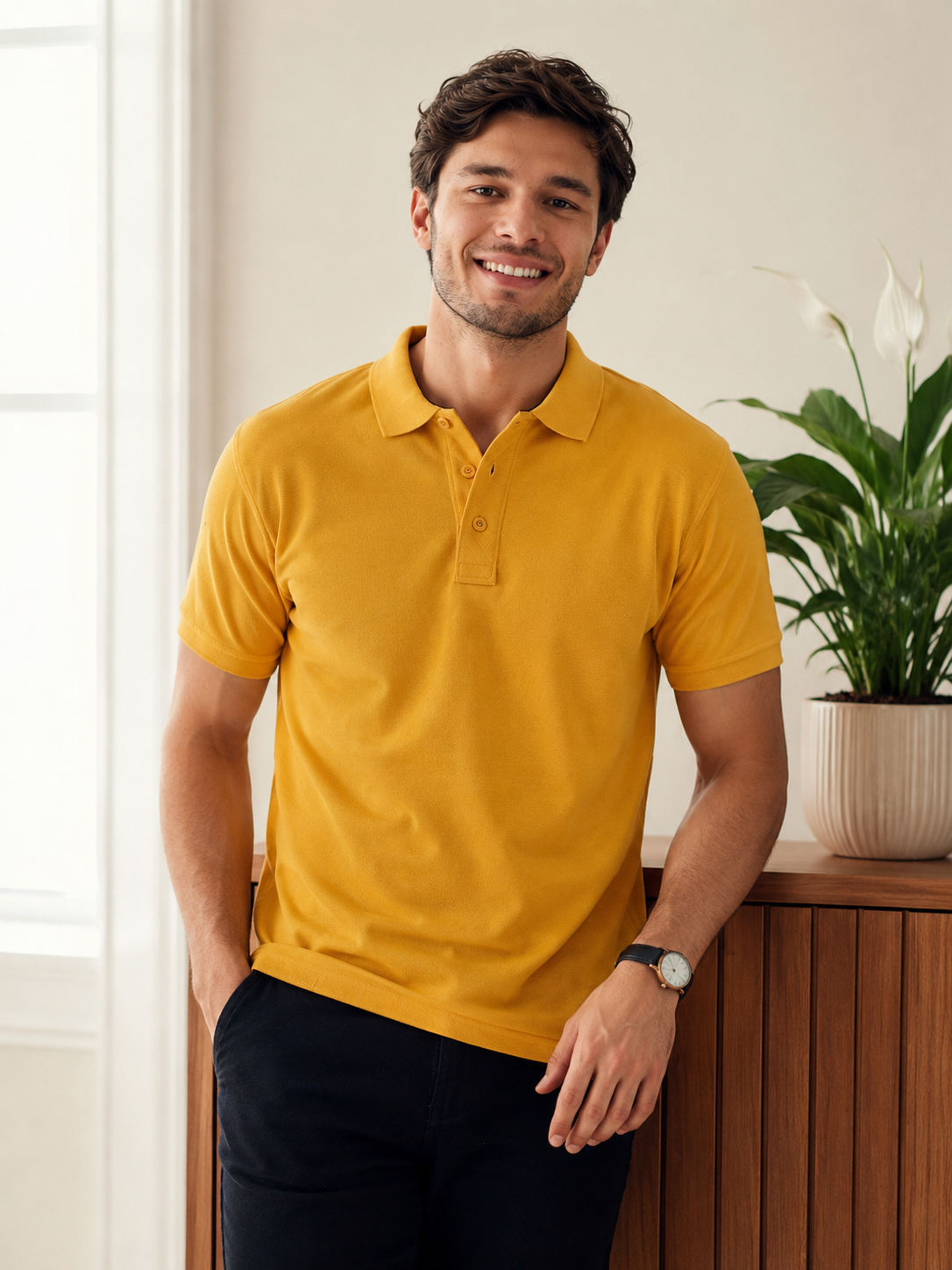 Richard Paadler 33 Honey Mustard Men's regular fit polo featuring classic construction and stylish details for effortless daily wear.