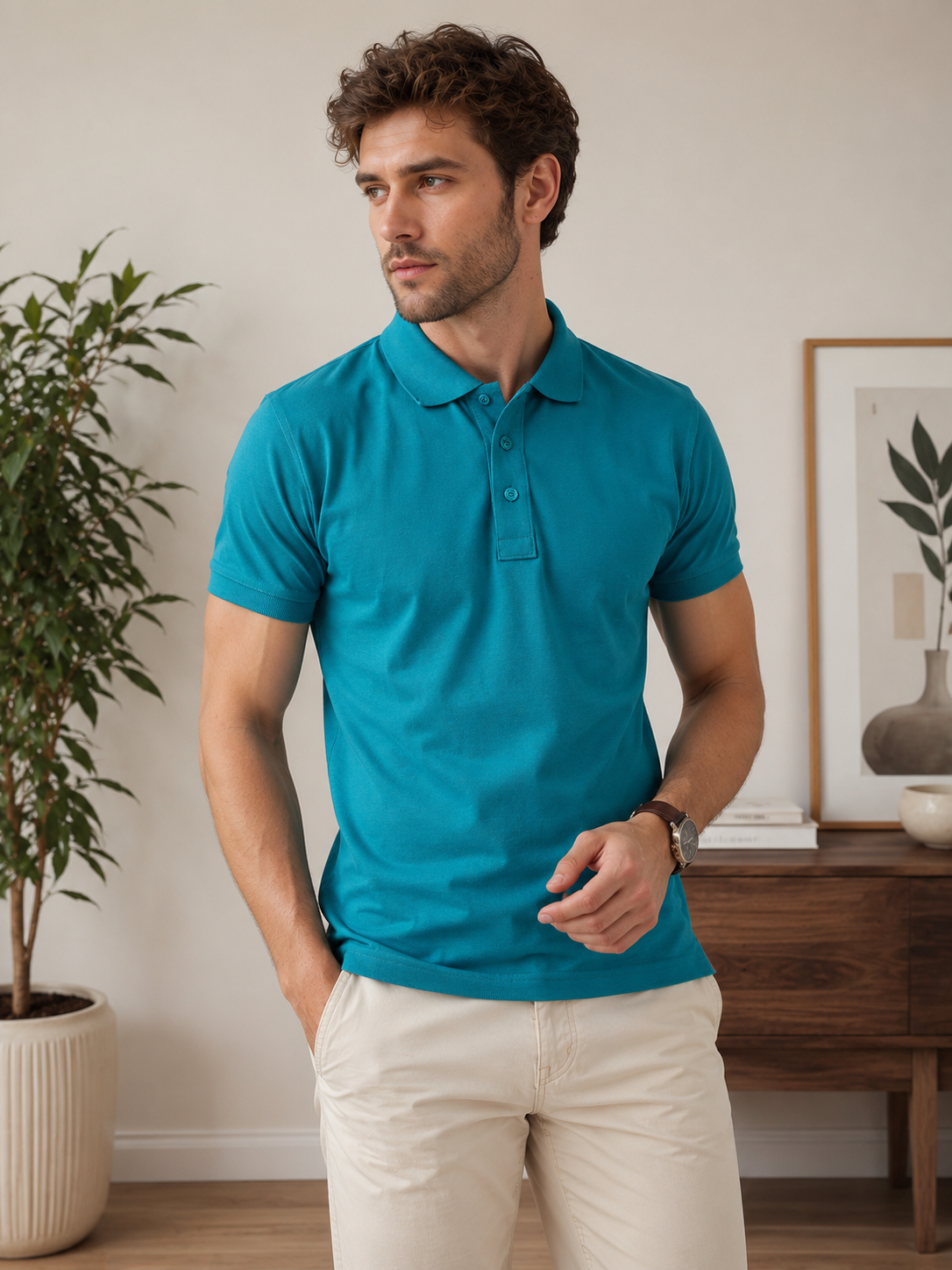 Richard Paadler 33 Peacock Men's regular fit polo featuring classic construction and stylish details for effortless daily wear.