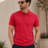 Richard Paadler 33 Red melange Men's regular fit polo featuring classic construction and stylish details for effortless daily wear.