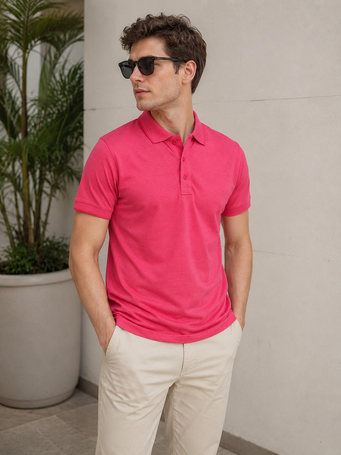Richard Paadler 33 Rose Berry Melange Men's regular fit polo featuring classic construction and stylish details for effortless daily wear.