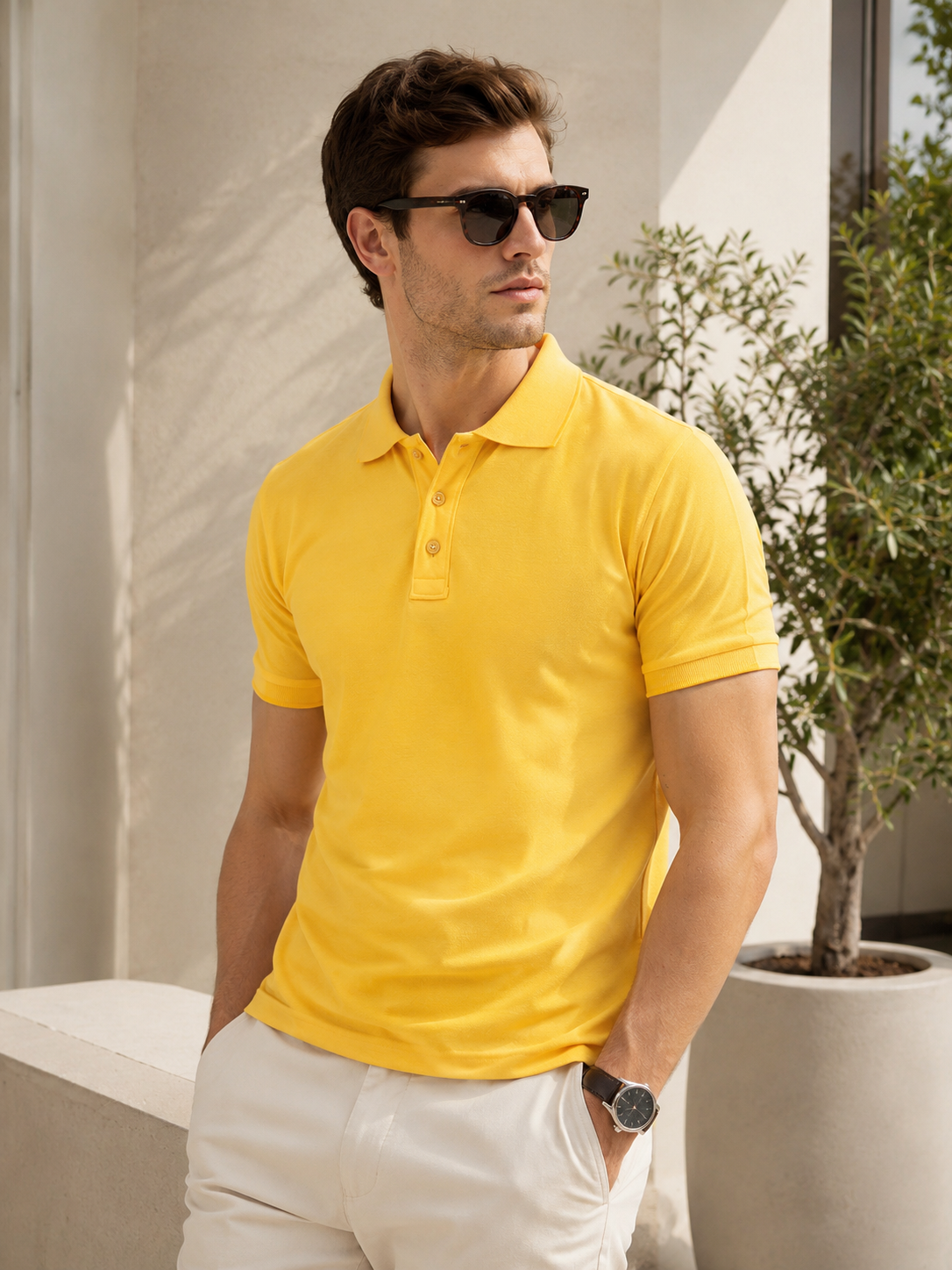 Richard Paadler 33 Sunflower Melange Men's regular fit polo featuring classic construction and stylish details for effortless daily wear.