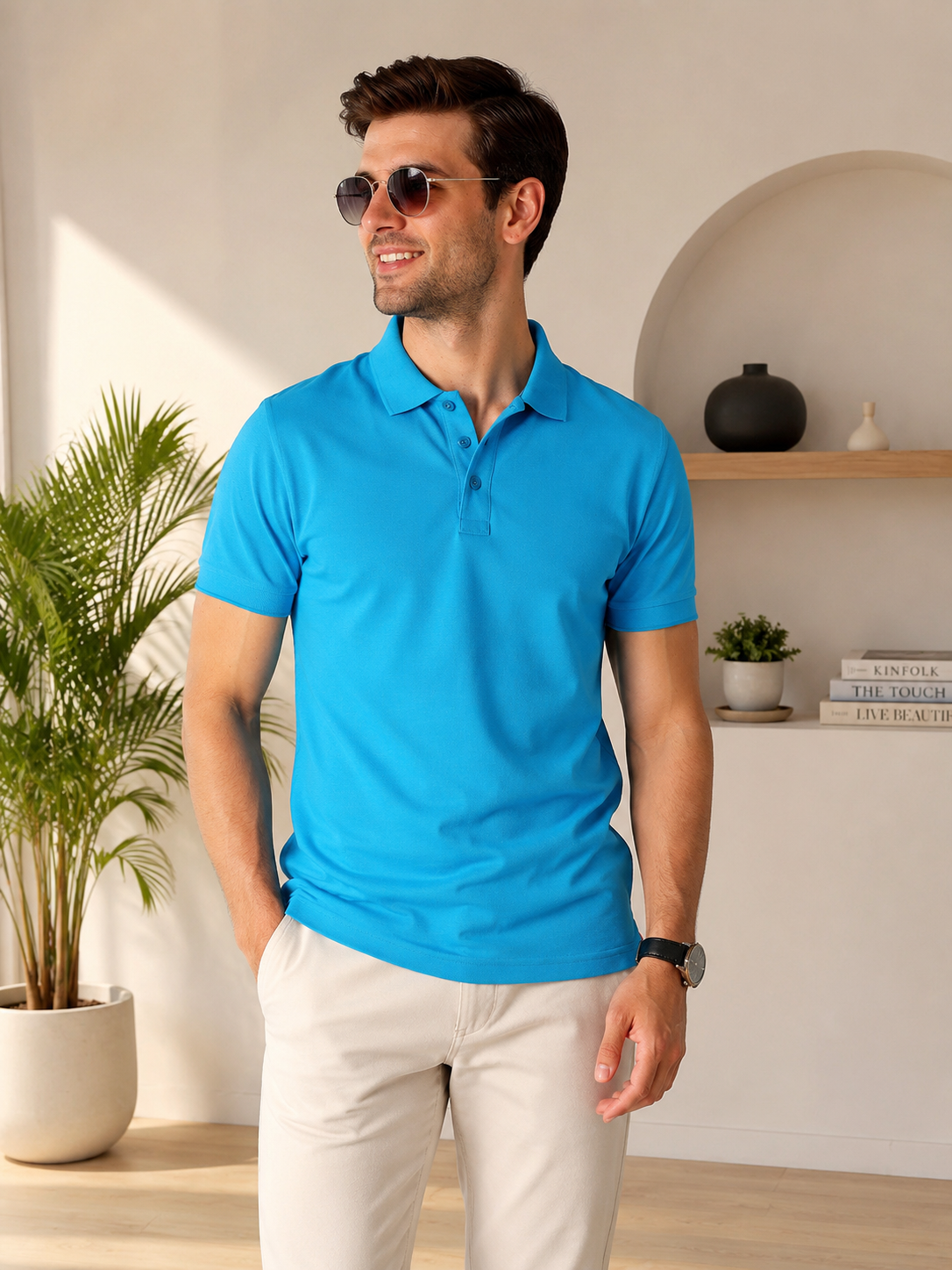 Richard Paadler 33 Turquoise Melange Men's regular fit polo featuring classic construction and stylish details for effortless daily wear.