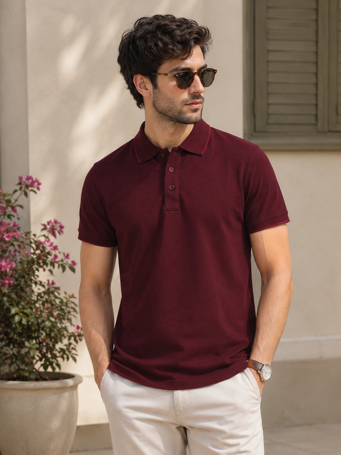 Richard Paadler 33 Wine Melange Men's regular fit polo featuring classic construction and stylish details for effortless daily wear.