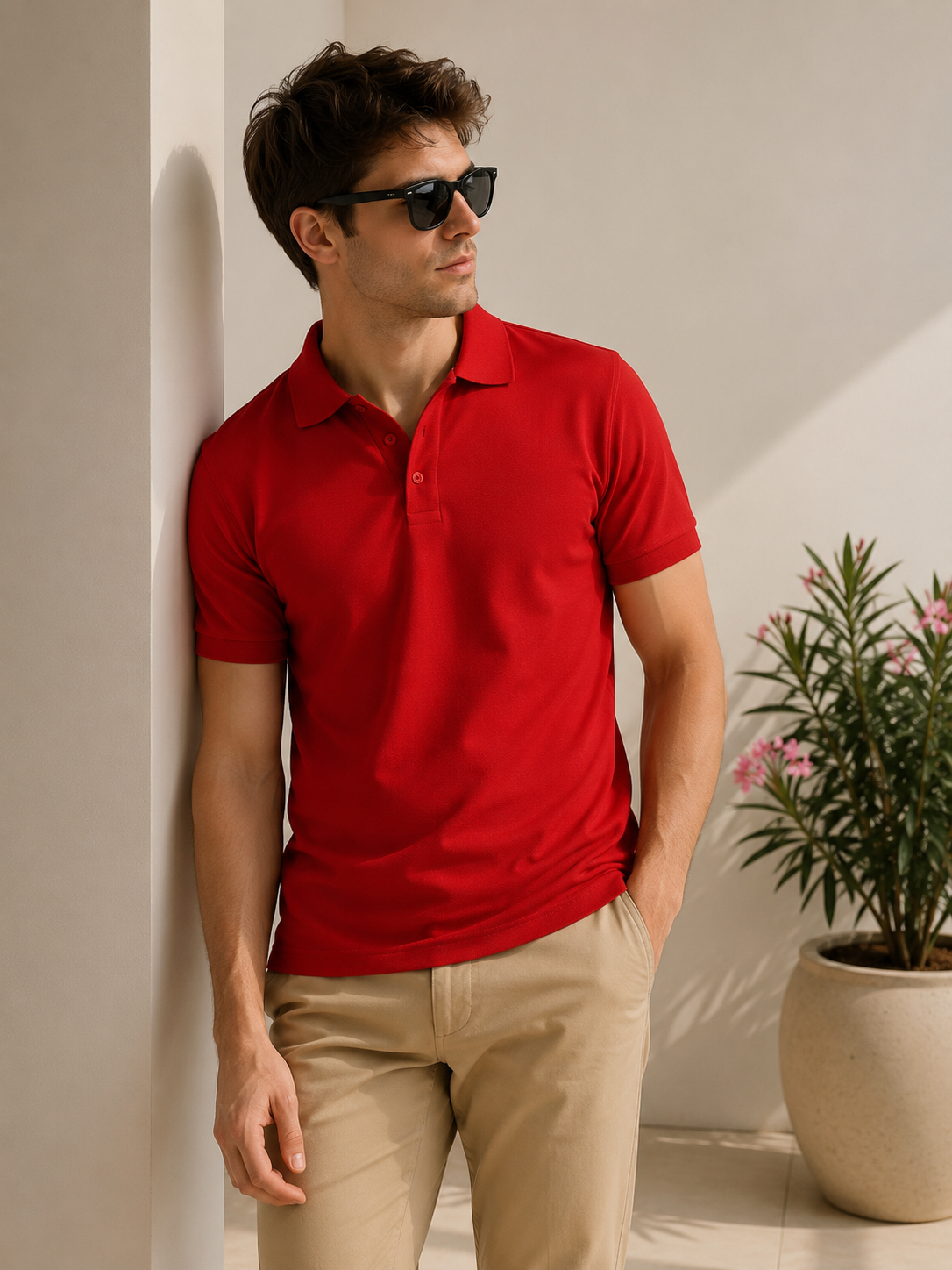 Premium casual polo T-shirt featuring clean lines and comfortable fit for effortless everyday style.