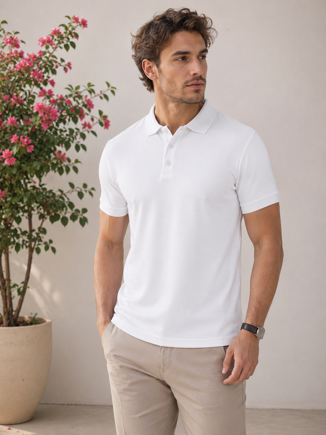 Premium casual polo T-shirt featuring clean lines and comfortable fit for effortless everyday style.