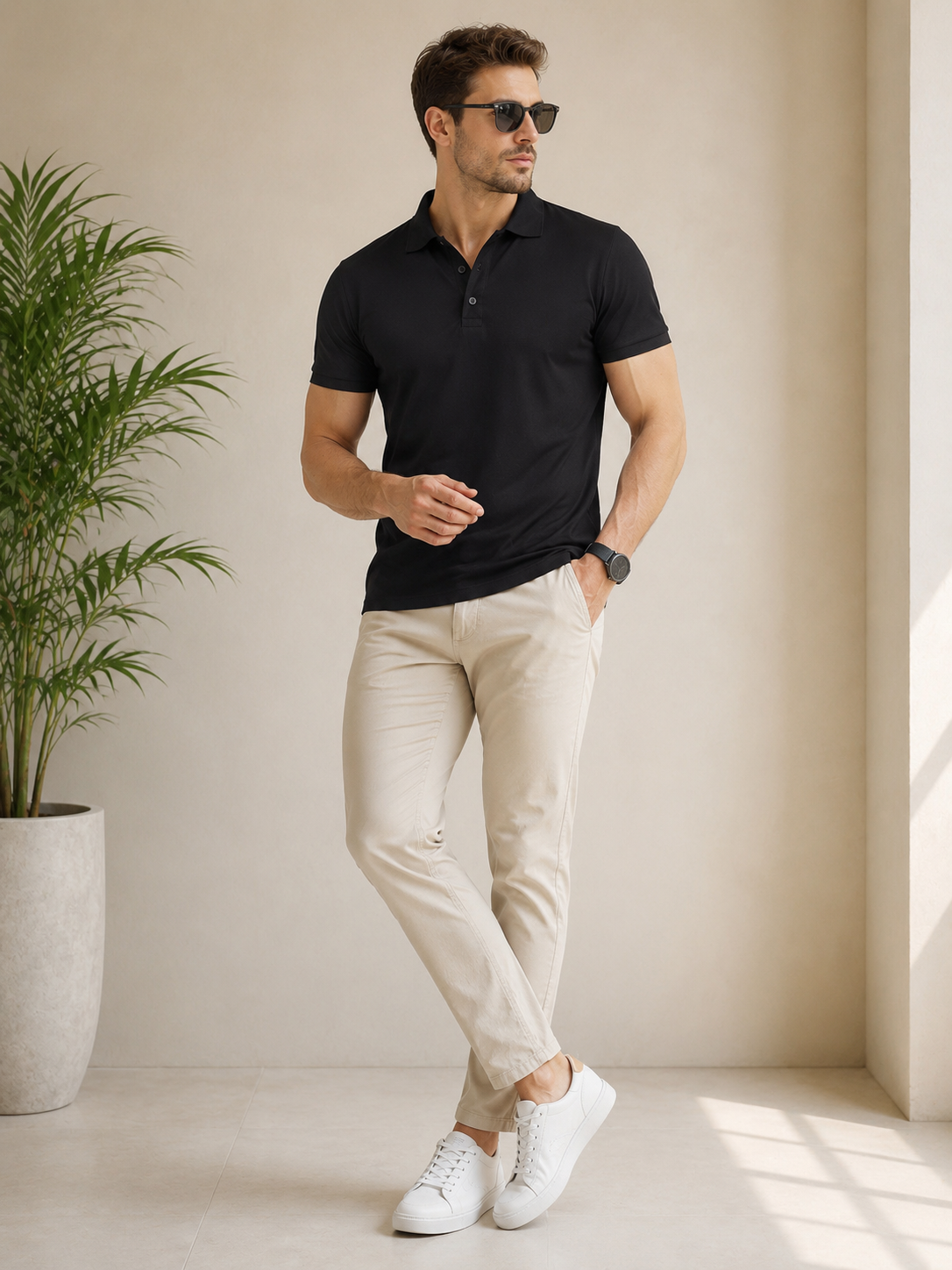 Premium casual polo T-shirt featuring clean lines and comfortable fit for effortless everyday style.