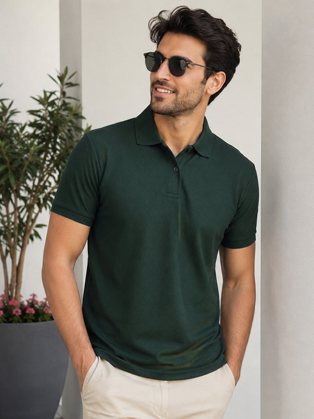 Smart fit polo T-shirt delivering premium comfort with classic detailing for versatile everyday fashion.