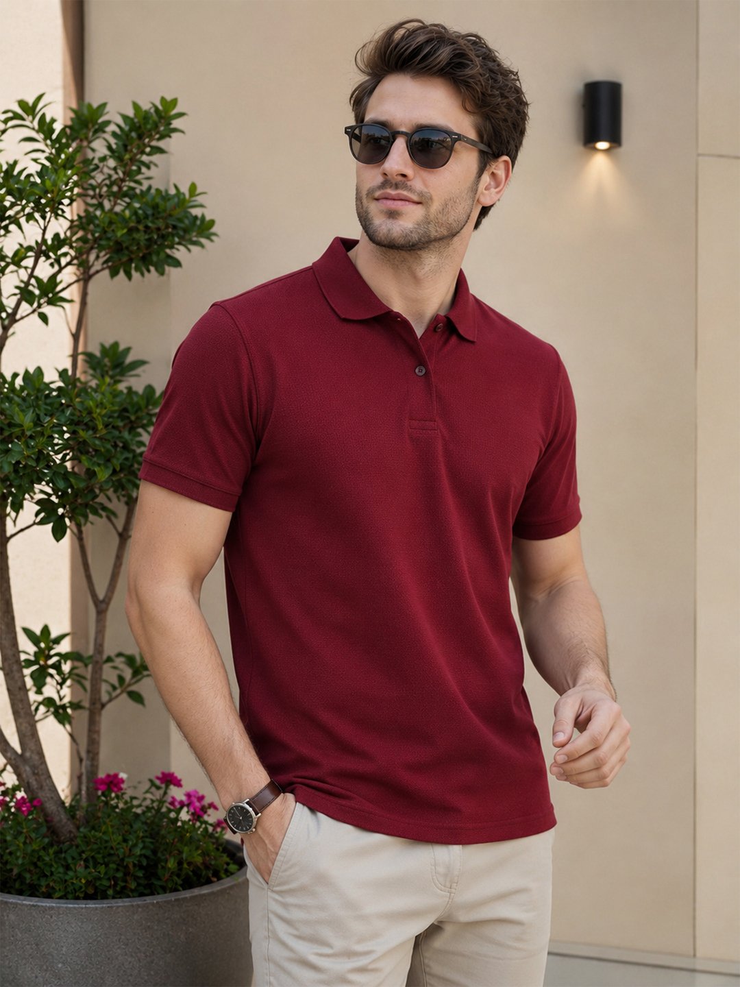 Smart fit polo T-shirt delivering premium comfort with classic detailing for versatile everyday fashion.