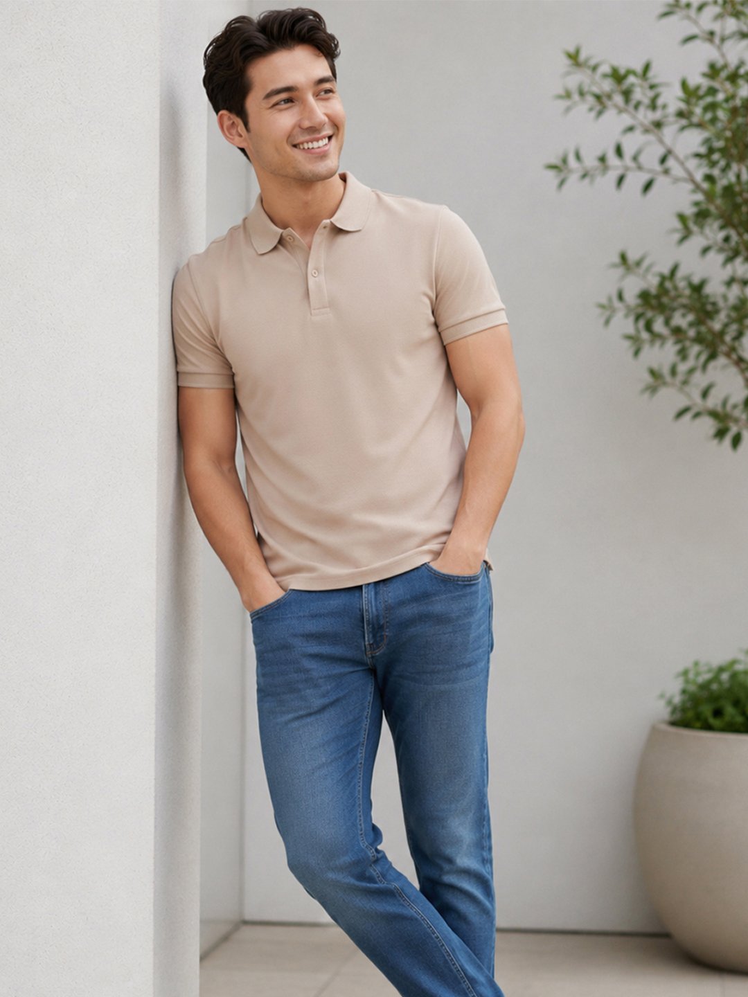 Smart fit polo T-shirt delivering premium comfort with classic detailing for versatile everyday fashion.