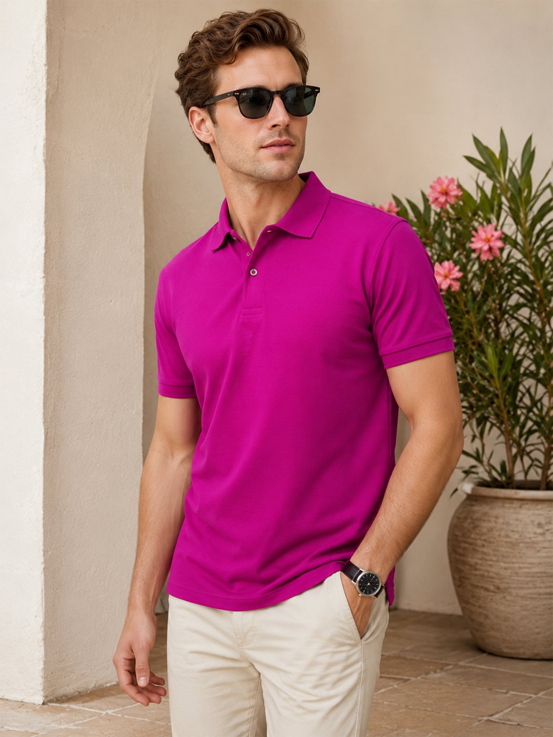 Smart fit polo T-shirt delivering premium comfort with classic detailing for versatile everyday fashion.