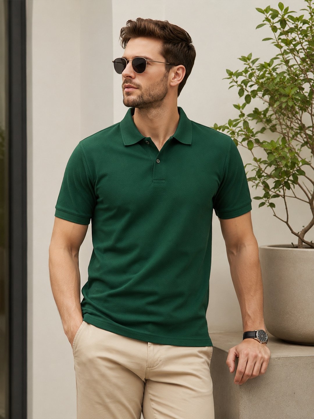 Smart fit polo T-shirt delivering premium comfort with classic detailing for versatile everyday fashion.